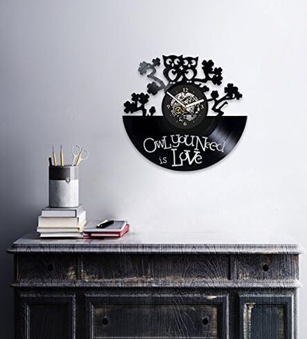 Owl Gift for Woman, Wall Clock Large, Owl Vinyl Wall Clock, New Year Gift for Lover Bird, Animals, Owl Xmas Gift for Kids, Owl Gift for Girl, Owl Gift for Brother, Wall Clock Modern in Saudi Arabia