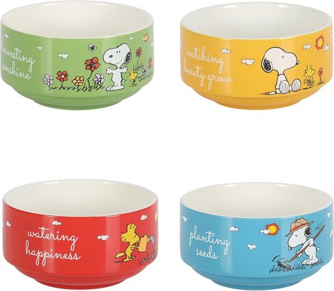 طقم أوعية من الخزف الحجري المزخرف مقاس 5.5 بوصة من Peanuts Snoopy مكون من 4 قطع in Saudi Arabia