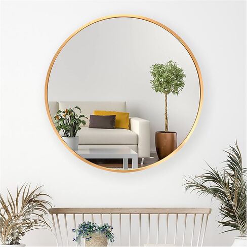 15.7" Wall Mirror Bathroom Round Mirror Circle Mirror for Wall Farmhouse Mirrors for Make Up Vanity Wall Mounted Mirror Living Room Entryway Bedroom Decor, Gold in Saudi Arabia