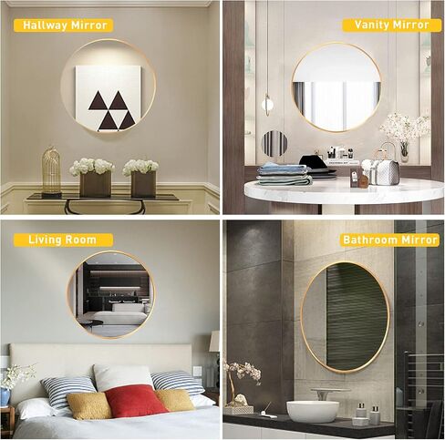 15.7" Wall Mirror Bathroom Round Mirror Circle Mirror for Wall Farmhouse Mirrors for Make Up Vanity Wall Mounted Mirror Living Room Entryway Bedroom Decor, Gold in Saudi Arabia