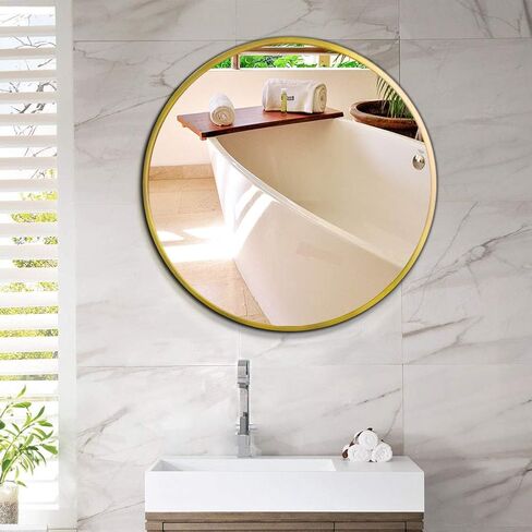 15.7" Wall Mirror Bathroom Round Mirror Circle Mirror for Wall Farmhouse Mirrors for Make Up Vanity Wall Mounted Mirror Living Room Entryway Bedroom Decor, Gold in Saudi Arabia