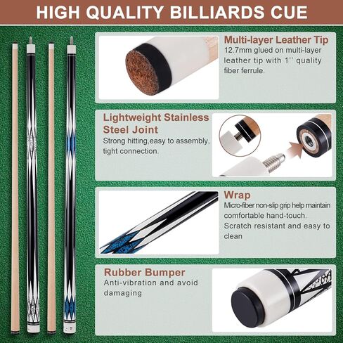 ملحقات طاولة حمام السباحة الفاخرة من JIAWANSHUN، مجموعة 16 كرة مع عصاين لحمام السباحة، وإكسسوارات البلياردو مع حامل كرة مثلث وماس، مجموعة فرشاة طاولة حمام السباحة in Kuwait