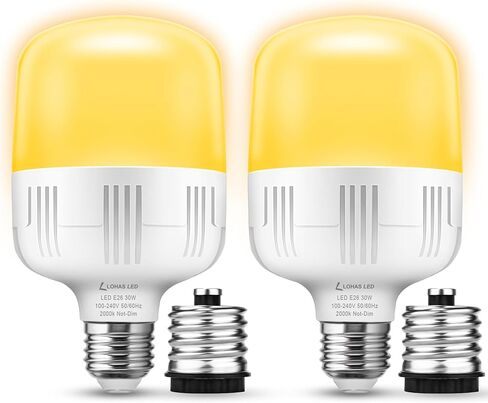 LOHAS Super Bright Light Bulbs, 250-300W Equivalent 3400LM E26 Garage LED Bulb, 5000K Daylight 30 Watt High Lumen LED Bulb w/E39 Adapter for Commercial Warehouse Workshop Factory Backyard Barn, 2 Pack in Kuwait