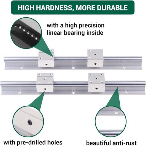 دليل خطي SBR16-300mm للسكك الحديدية مع قطعتين من قضبان التوجيه الخطية و4 قطع من كتل المحمل SBR16UU لمطاحن مخارط أجهزة التوجيه CNC in Kuwait