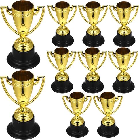 Toyvian 10pcs Mini Trophies Plastic Golden Mini Award Trophy Reward Cups Decor Gift Awards Trophy with Black Base in Saudi Arabia
