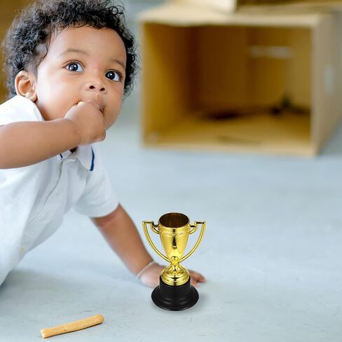 Toyvian 10pcs Mini Trophies Plastic Golden Mini Award Trophy Reward Cups Decor Gift Awards Trophy with Black Base in Saudi Arabia