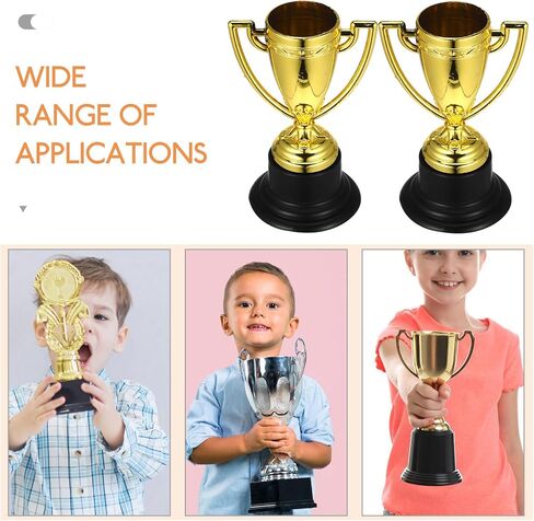 Toyvian 10pcs Mini Trophies Plastic Golden Mini Award Trophy Reward Cups Decor Gift Awards Trophy with Black Base in Saudi Arabia