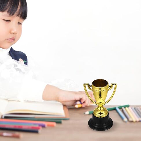 Toyvian 10pcs Mini Trophies Plastic Golden Mini Award Trophy Reward Cups Decor Gift Awards Trophy with Black Base in Saudi Arabia