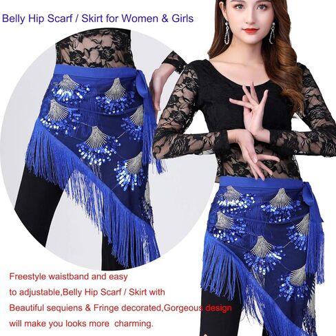 تنورة وشاح الورك مثلثة للرقص الشرقي للسيدات مع هامش وترتر زي الهالوين in Kuwait