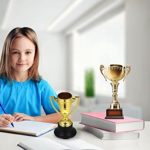 Toyvian 10pcs Mini Trophies Plastic Golden Mini Award Trophy Reward Cups Decor Gift Awards Trophy with Black Base in Saudi Arabia