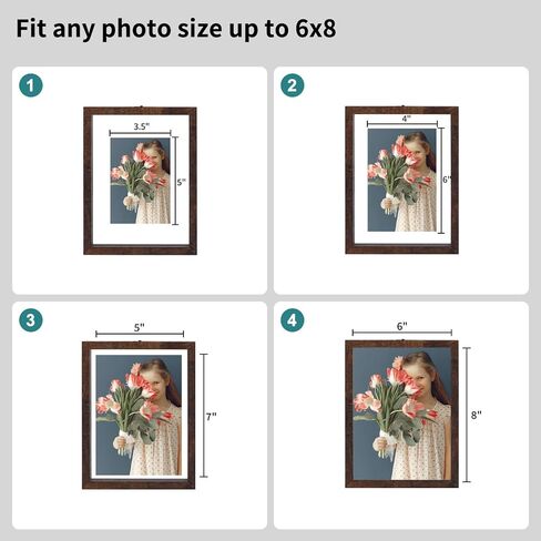 WIFTREY 5x7 Floating Picture Frames Set of 4, Black Rustic Picture Frame 5 x 7 for Wall Hanging, Double Glass Family Photo Frame Display any Size up to 7x9 in Saudi Arabia