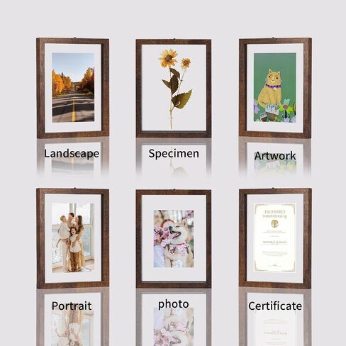 WIFTREY 5x7 Floating Picture Frames Set of 4, Black Rustic Picture Frame 5 x 7 for Wall Hanging, Double Glass Family Photo Frame Display any Size up to 7x9 in Saudi Arabia