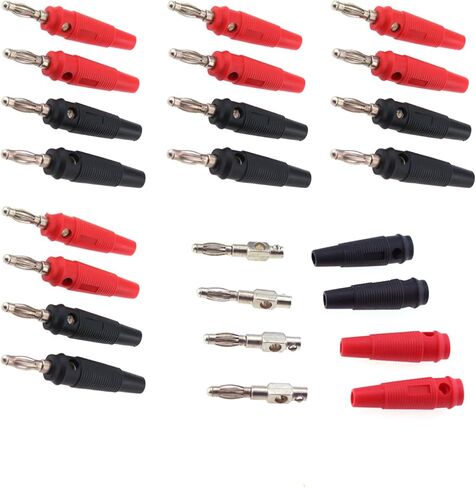 Maxmoral 20pcs 4mm Banana Plugs Solder DIY Banana Plug Male Connectors Adapters 24K Gold Plated Speaker Wire Banana Plugs Connectors for Multimeter Test Leads Probes, Black and Red in Saudi Arabia