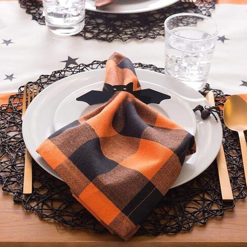 16PCS Halloween Napkin Rings, Acrylic Pumpkin Ghost Bat Spider Napkin Serviette Holder Rings Decorative Hallow Out Fall Napkin Ring Set for Halloween Holiday Party Family Gather Table Settings in Saudi Arabia