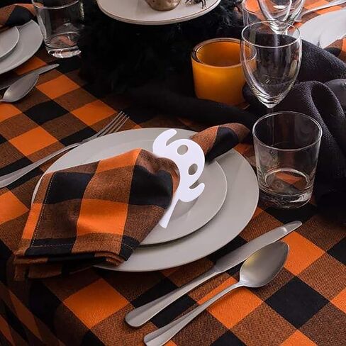 16PCS Halloween Napkin Rings, Acrylic Pumpkin Ghost Bat Spider Napkin Serviette Holder Rings Decorative Hallow Out Fall Napkin Ring Set for Halloween Holiday Party Family Gather Table Settings in Saudi Arabia