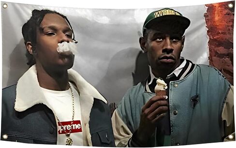 Generic American Rap Tyl-er Singer Asap Roc-ky Music Poster Tapestry 3X5 Feet Indoor and Outdoor Hanging Blankets Can Be Used for Wall Decoration of Dormitories Party Themed Background Decoration in Saudi Arabia