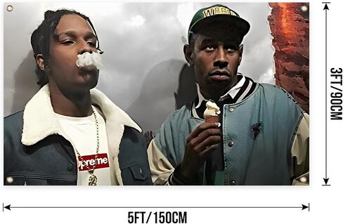 Generic American Rap Tyl-er Singer Asap Roc-ky Music Poster Tapestry 3X5 Feet Indoor and Outdoor Hanging Blankets Can Be Used for Wall Decoration of Dormitories Party Themed Background Decoration in Saudi Arabia