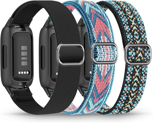 مجموعة من 3 أساور من النايلون القابلة للتمدد من Sunnyson متوافقة مع Fitbit Inspire 3، سوار معصم بديل بأشرطة حلقة ناعمة لساعة Fitbit Inspire 3 Tracker الذكية للنساء والرجال in Kuwait