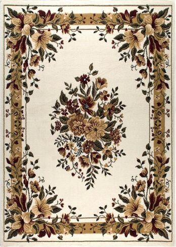 سجادة منطقة قزوين أوبتيموم من Home Dynamix، 3'7 بوصة × 5'2، زهور ميدالية تقليدية، عاجي/بورجوندي/أصفر in Kuwait