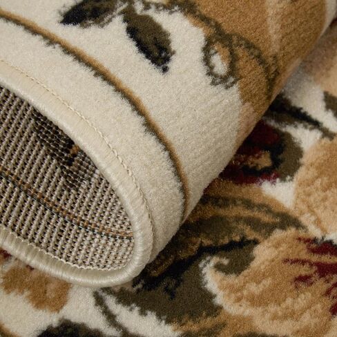 سجادة منطقة قزوين أوبتيموم من Home Dynamix، 3'7 بوصة × 5'2، زهور ميدالية تقليدية، عاجي/بورجوندي/أصفر in Kuwait