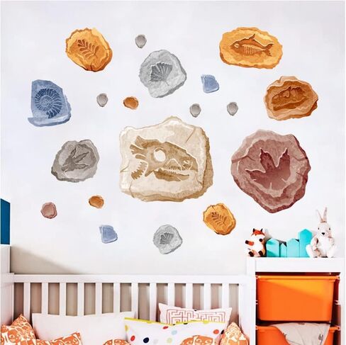 Dinosaur Fossil Wall Decals for Nursery Decor T-rex Peel & Stick Kids Wall Stickers for Baby Bedroom Removable in Saudi Arabia