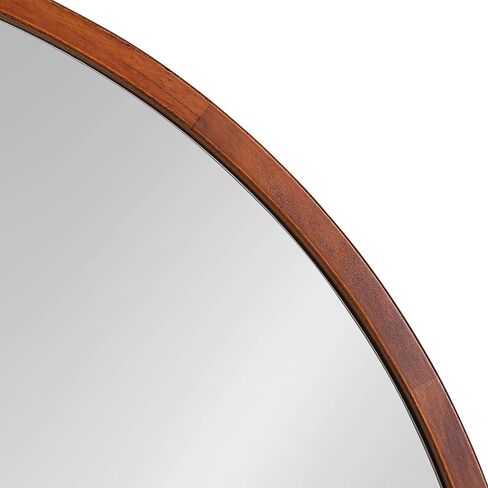 Kate and Laurel Valenti Round Wood Wall Mirror, 28 Inch Diameter, Walnut Brown, Decorative Circular Mirror for Wall in Saudi Arabia