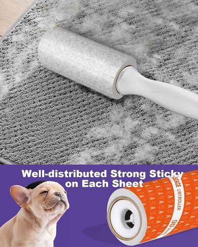 ACE2ACE Lint Rollers for Pet Hair Extra Sticky, 540 Sheets Lint Roller Refills for Clothes, Reusable Lint Roller Pack for Clothing, Carpet, Dog & Cat Hair Removal, 6 Rollers+ 2 Handle, White in Saudi Arabia