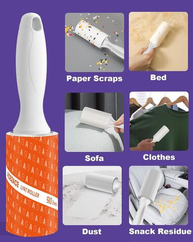 ACE2ACE Lint Rollers for Pet Hair Extra Sticky, 540 Sheets Lint Roller Refills for Clothes, Reusable Lint Roller Pack for Clothing, Carpet, Dog & Cat Hair Removal, 6 Rollers+ 2 Handle, White in Saudi Arabia