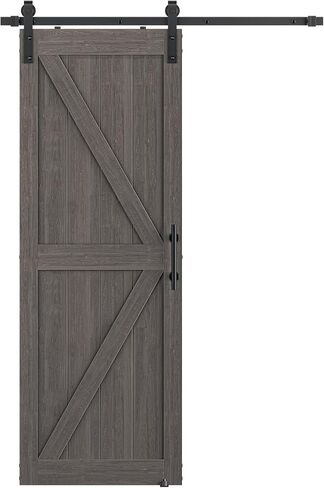 48''x84'' Sliding Barn Door with 8ft Barn Door Hardware Kit & Handle & Floor Guides-Assembly Required-Include Installation Manual, K-Frame, White in Saudi Arabia