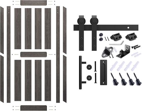 48''x84'' Sliding Barn Door with 8ft Barn Door Hardware Kit & Handle & Floor Guides-Assembly Required-Include Installation Manual, K-Frame, White in Saudi Arabia