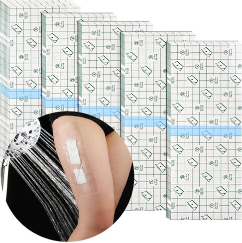 100Pcs Waterproof Shower Protector Bandage 4"x4" for Chest Chemo Dialysis Catheter Shower Cover Hemodialysis Port Surgery Incisions Bath Guard Patch Transparent Film Clear Adhesive Wounds Dressing in Saudi Arabia