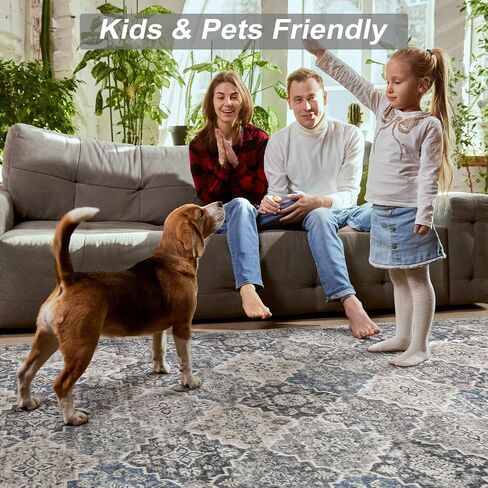 Moroccan Washable Living Room Rug, 8x10 Soft Non-Slip Bedroom Rug, Non Shedding Oriental Trellis Retro Rug Farmhouse Rugs for Living Room Bedroom Office Dining Room in Saudi Arabia