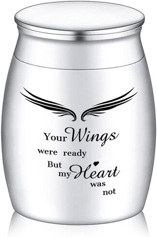 INBLUE Keepsake Urns for Human Ashes, Mini Urns for Human Ashes with Angel Halo and Wings Photo/Text Engraving, Stainless Steel Small Urns for Ashes & Cremation Keepsakes for Ashes(F/s) in Saudi Arabia
