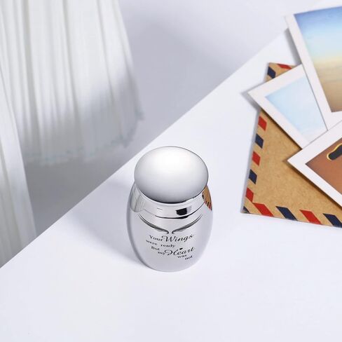 INBLUE Keepsake Urns for Human Ashes, Mini Urns for Human Ashes with Angel Halo and Wings Photo/Text Engraving, Stainless Steel Small Urns for Ashes & Cremation Keepsakes for Ashes(F/s) in Saudi Arabia