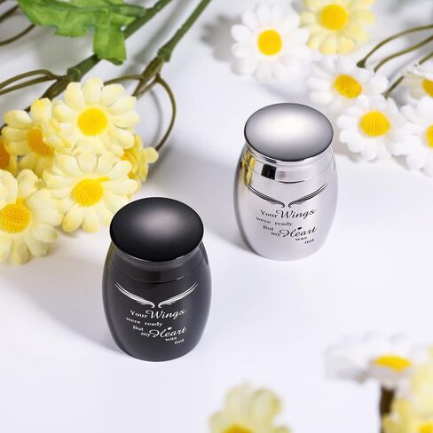 INBLUE Keepsake Urns for Human Ashes, Mini Urns for Human Ashes with Angel Halo and Wings Photo/Text Engraving, Stainless Steel Small Urns for Ashes & Cremation Keepsakes for Ashes(F/s) in Saudi Arabia