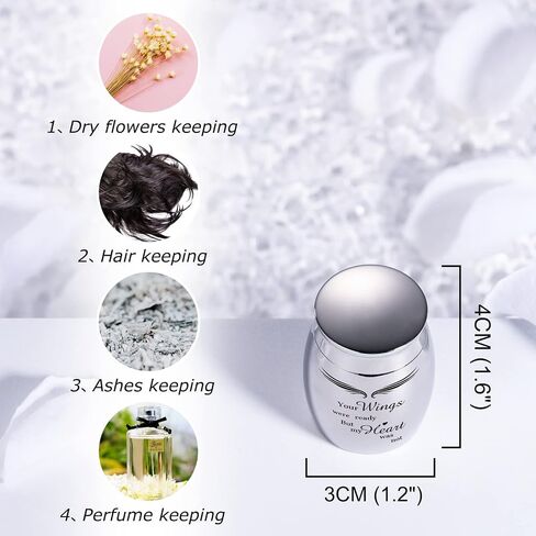 INBLUE Keepsake Urns for Human Ashes, Mini Urns for Human Ashes with Angel Halo and Wings Photo/Text Engraving, Stainless Steel Small Urns for Ashes & Cremation Keepsakes for Ashes(F/s) in Saudi Arabia