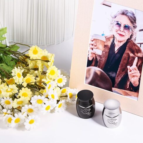 INBLUE Keepsake Urns for Human Ashes, Mini Urns for Human Ashes with Angel Halo and Wings Photo/Text Engraving, Stainless Steel Small Urns for Ashes & Cremation Keepsakes for Ashes(F/s) in Saudi Arabia