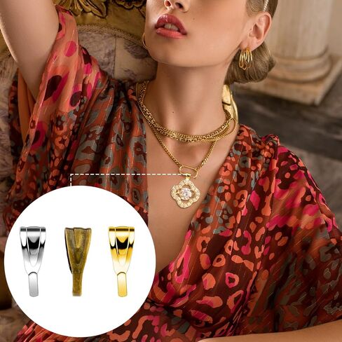 Vin Beauty 600 قطعة قرصة الكفالة لصنع المجوهرات، مشبك قلادة معدنية، المفاجئة قرصة الكفالة للمعلقات، قلادة المشبك موصلات الكفالة النتائج لقلادة المجوهرات DIY الحرف اليدوية صنع اللوازم، 3 ألوان in Kuwait