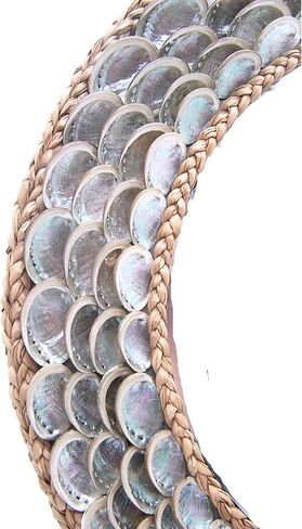 Wowser Faux Shell with Rope Trim Framed Mirror, Unique Wall Hanging Mirror, Nautical Home Decoration, 18.75 Inches in Saudi Arabia