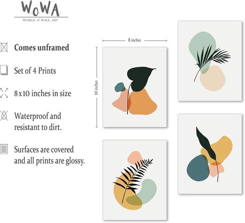 W.O.W.A - مطبوعات فنية جدارية من ماتيس، لوحة فنية جدارية تجريدية باللون الأخضر المريمية لديكور المنزل الجمالي (11 بوصة × 14 بوصة، بدون إطار) in Kuwait
