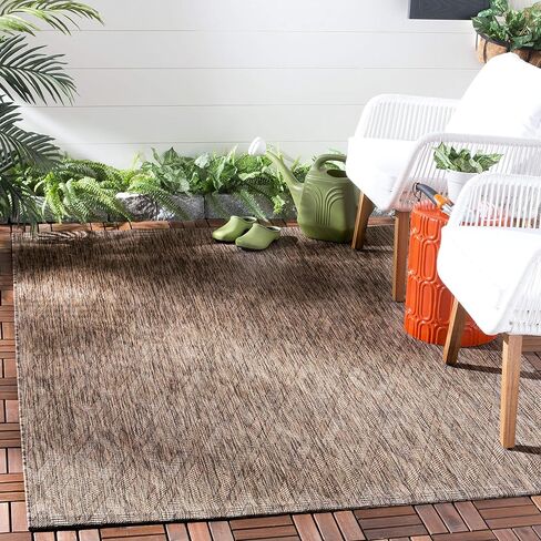 سجادة SAFAVIEH Courtyard Collection Accent - 4 × 5'7 بوصة، بني وبني، لا تتساقط وسهلة العناية، داخلية/خارجية وقابلة للغسل - مثالية للفناء والفناء الخلفي وغرفة الطين (CY8522-36322) in Saudi Arabia