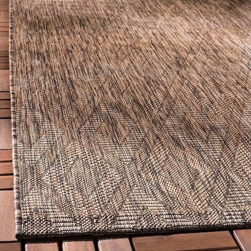 سجادة SAFAVIEH Courtyard Collection Accent - 4 × 5'7 بوصة، بني وبني، لا تتساقط وسهلة العناية، داخلية/خارجية وقابلة للغسل - مثالية للفناء والفناء الخلفي وغرفة الطين (CY8522-36322) in Saudi Arabia