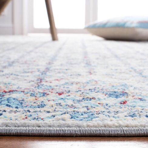 سجادة منطقة مجموعة SAFAVIEH Brentwood - 22.86 سم × 30.48 سم، عاجي وأزرق، تصميم شرقي متعثر، لا يتساقط ويسهل العناية به، مثالي للمناطق ذات حركة المرور العالية في غرفة المعيشة وغرفة النوم (BNT869A) in Kuwait