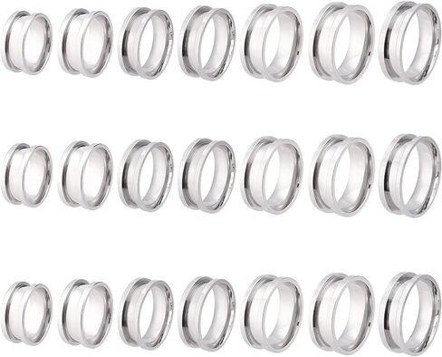 UNICRAFTALE 14Pcs 7 Sizes Ring Blanks Titanium Steel Grooved Finger Rings Set Electrophoresis Black Core Inlay Ring for Resin Empty Unisex Rings for DIY Jewelry Making in Kuwait