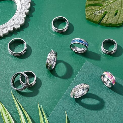 UNICRAFTALE 14Pcs 7 Sizes Ring Blanks Titanium Steel Grooved Finger Rings Set Electrophoresis Black Core Inlay Ring for Resin Empty Unisex Rings for DIY Jewelry Making in Kuwait