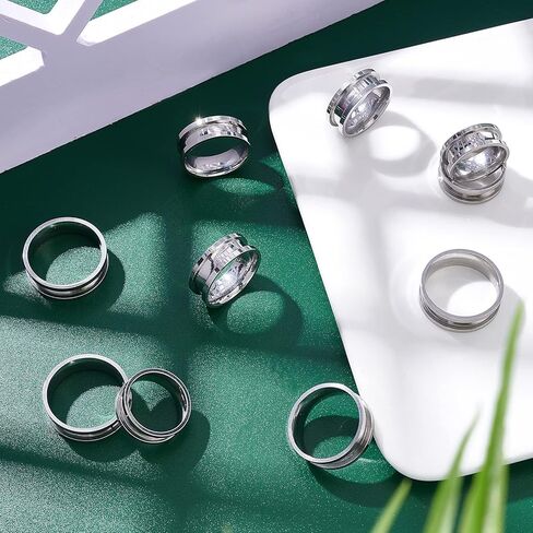 UNICRAFTALE 14Pcs 7 Sizes Ring Blanks Titanium Steel Grooved Finger Rings Set Electrophoresis Black Core Inlay Ring for Resin Empty Unisex Rings for DIY Jewelry Making in Kuwait