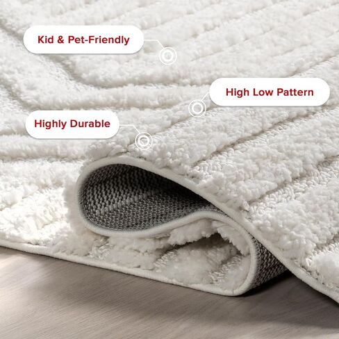 سجادة منطقة NuLOOM Risette الصلبة مقاس 7x9 ذات شعر أشعث لغرفة المعيشة وغرفة النوم وغرفة الطعام والحضانة، باللون العاجي in Saudi Arabia