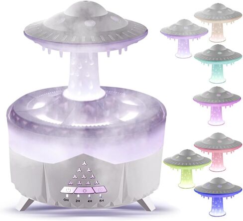 Rain Humidifier, 5 in 1 Ultrasonic Mushroom Aroma Diffuser Rain Cloud Humidifier, Mushroom Rain Drop Colorful Lamp Rain Humidifier Water Drip with Rain Sounds, Relaxing Diffusers for Home Office Spa in Kuwait