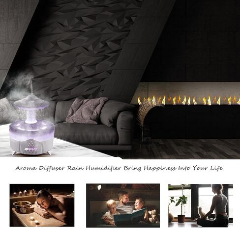 Rain Humidifier, 5 in 1 Ultrasonic Mushroom Aroma Diffuser Rain Cloud Humidifier, Mushroom Rain Drop Colorful Lamp Rain Humidifier Water Drip with Rain Sounds, Relaxing Diffusers for Home Office Spa in Kuwait
