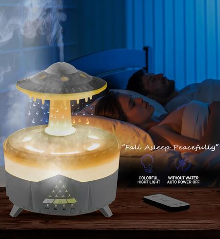 Rain Humidifier, 5 in 1 Ultrasonic Mushroom Aroma Diffuser Rain Cloud Humidifier, Mushroom Rain Drop Colorful Lamp Rain Humidifier Water Drip with Rain Sounds, Relaxing Diffusers for Home Office Spa in Kuwait